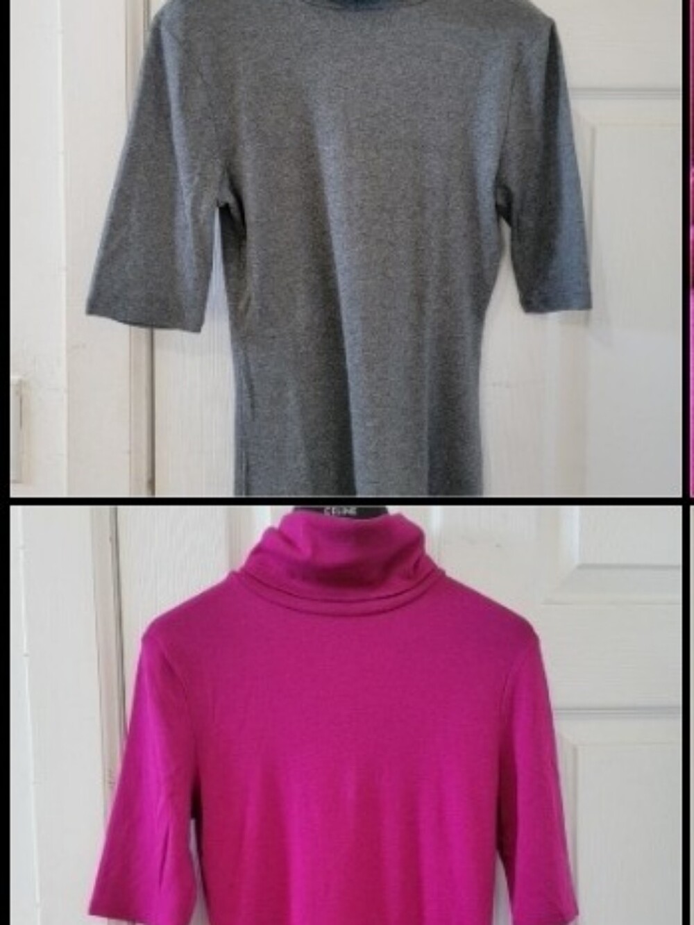 Mossimo Lot of 2 Knit Tops — Gray & Fuchsia Turtleneck